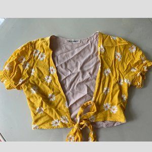 Wild Honey Yellow Floral Tied Blouse
